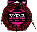 正規品 ERNIE BALL 6398 楽器用シールドケーブル 25フィート BRAIDED INSTRUMENT CABLE 7.62m レッド ブラック(2)