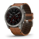 GARMIN(ガーミン) fenix 7X Sapphire Dual Power Ti / Chestnut Leather Band ソーラー充電 パワーサファイアガラス搭載 マルチスポーツGPSウォッチ 日本正規品 小