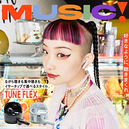 kokolohasstyleのJBL TUNE FLEX GHOST 完全ワイヤレスイヤホン 2ウェイ装着/ノイズキャンセリング/IPX4/Bluetooth対応/ブラック/JBLTFLEXGBLK｜アングル2