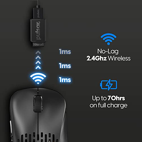 Pulsar Gaming Gears ワイヤレス ゲーミングマウス Xlite V2 Mini Wireless 超軽量 55グラム エルゴノミクス 2.4Ghz 1ms 20000 DPI Optical Sensor PAW3370 国内正規品