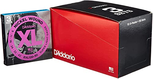 D Addario ダダリオ エレキギター弦 ニッケル SuperLight .009-.042 EXL120-3D 3set入りパック x 10セット 国内正規品