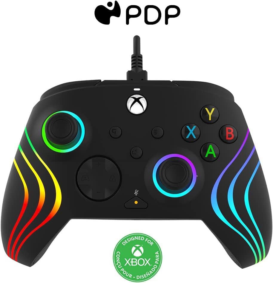 アフターグローウェイブ LED 有線 コントローラー PDP Afterglow Wave LED Wired Controller for Xbox Series X|S - Black Xboxオフィシャルライセンス商品 国内正規品