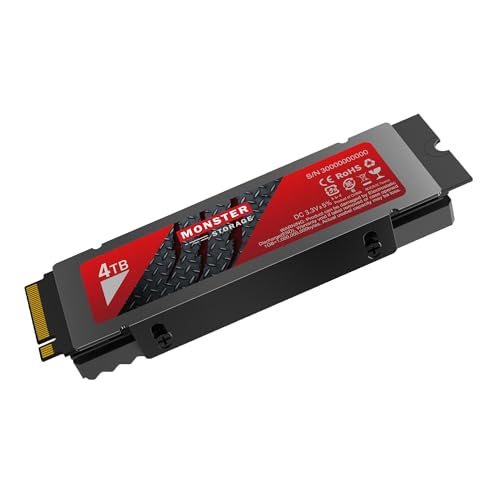 Monster Storage SSD 4TB NVMe PCIe Gen4 4 PS5mFς őǍ: 7,100MB/s ő发F6,100MB/s q[gVNt M.2 Type 2280  SSD 3D NAND Ki [