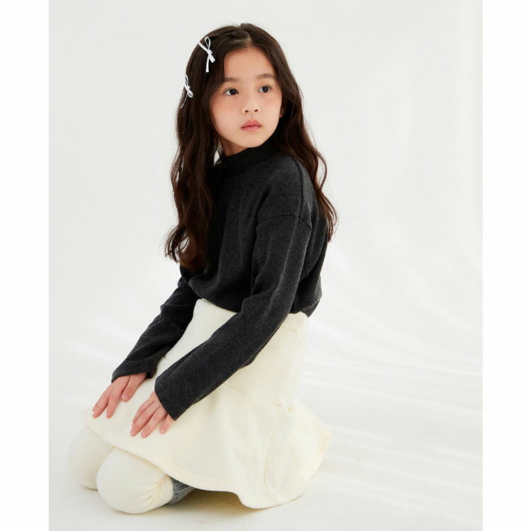 韓国子供服 ハーフネック ロンT キッズ 厚手 無地 あったか 男の子 女の子 長袖 T...