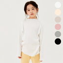 韓国子供服 ロンT キッズ リブ 長袖 Tシャツ フリル インナー 100cm 110cm 120cm 130cm 140cm 女の子 (1)