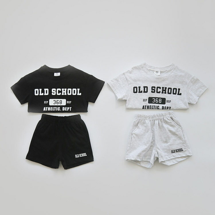 ロゴ入り 上下セット キッズ 半袖Tシャツ 半ズボン ショートパンツ セットアップ 1...
