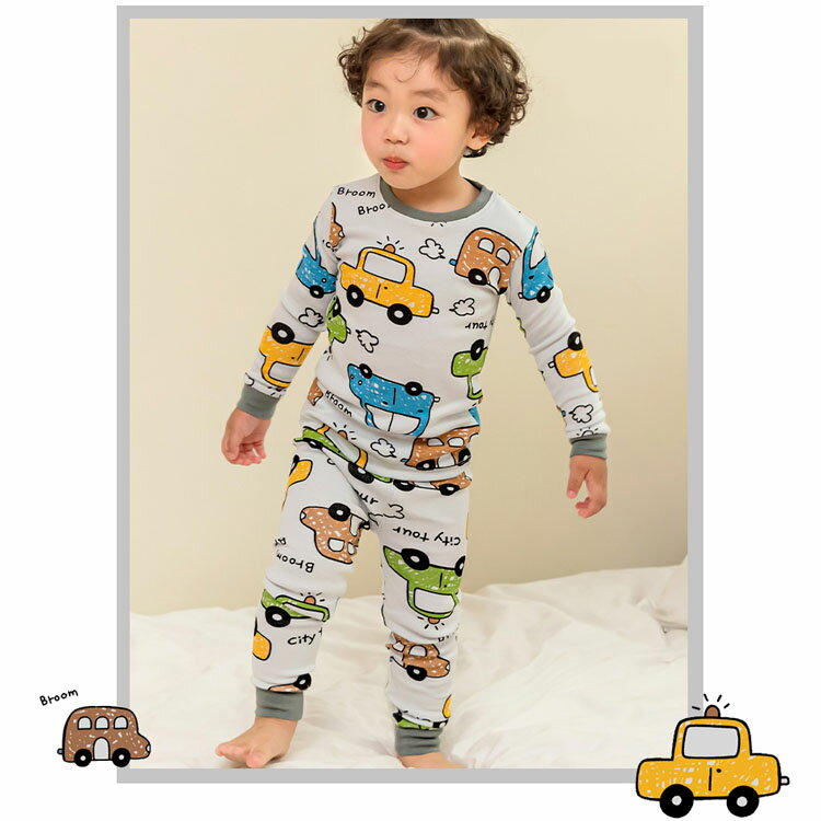 【残り1点 130cm】パジャマ キッズ 綿100% 長袖 ビッグカー 上下セット ルームウェア男の子 女の子 かわいい おしゃれ スウェット 長ズボン 90cm 100cm 110cm 120cm 130cm 140cm コットン 寝巻 下着 子供用 韓国 子供服 (2)