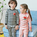 パジャマ キッズ 綿100% 長袖 チェックハート上下セット ルームウェア男の子 女の子 かわいい おしゃれ スウェット 長ズボン 110cm 120cm 130cm 140cm コットン 寝巻き 下着 子供用 韓国 子供服 (2)