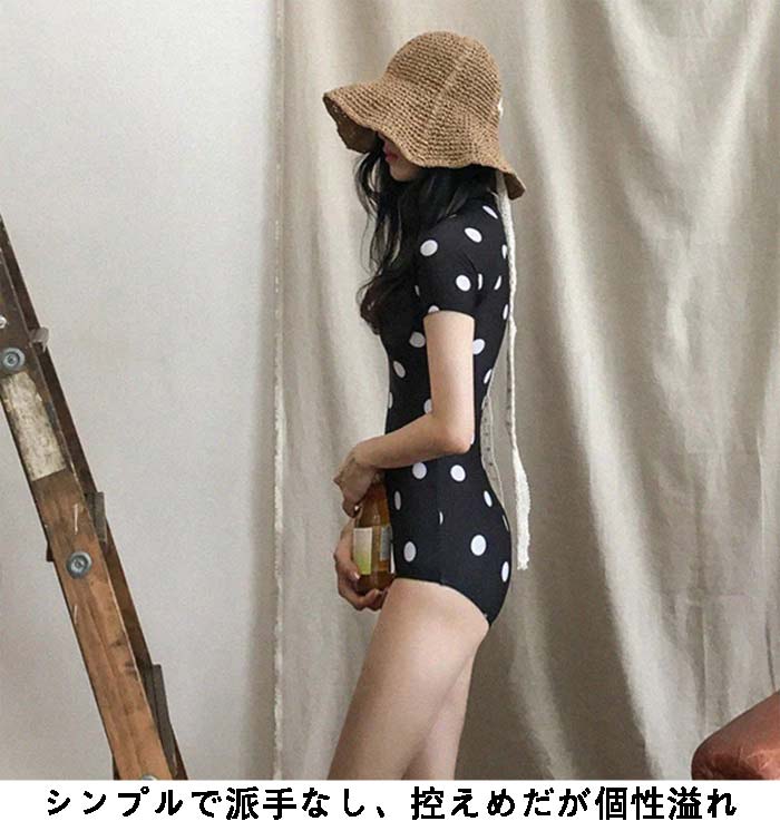 送料無料 韓国風 レディース 水玉柄 半袖 水着 大人 夏 新作 海水浴 海外旅行 少女 学生 おしゃれ ビーチ ワンピース 泳ぎます 無地シンプル ファッション ビキニ M/L/XL