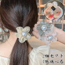 ヘアゴム パール バブル ヘアアクセサリー 2個セット 4色選べる レディース カジュアル 小物 ファッション雑貨 シンプル キレイめ ママスーツヘアゴム 可愛...