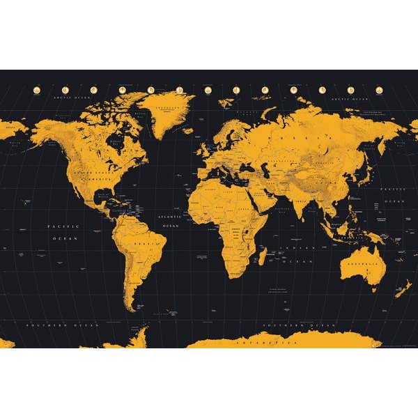 【輸入ポスター】Gold World Map610 x 915mm