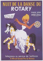 【輸入ポスター】Lefor Openoルフォール・オプノ"Nuit de la danse du Rotary"1957年ロータリー・ダンス・ナイト500×700mm