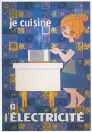 【輸入ポスター】Lefor Openoルフォール・オプノ"Je Cuisine L'Electricite"電気調理器500×700mm