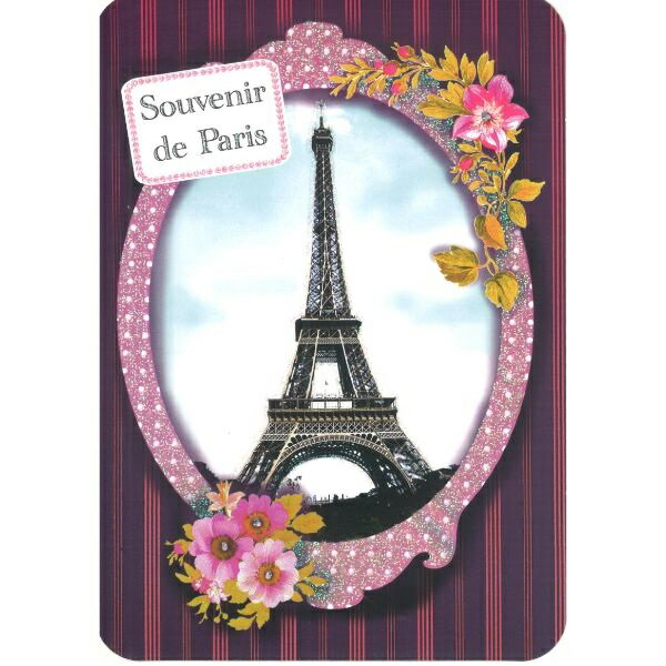 フランス製ポストカードグリッター付