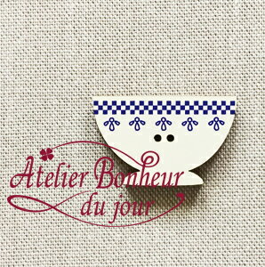 木製ボタン 　ボウル (ブルー) 2.5cm