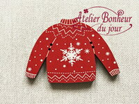 木製ボタン　クリスマス　ウールセーター(ルージュ)　3.0cm