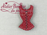 現品限り!木製ボタン コルセット (ルージュ)