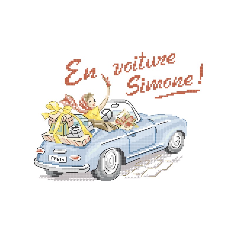 VERONIQUE ENGINGER(ヴェロニク・アンジャンジェ)デザインクロスステッチ図案En voiture Simone(シモーネの車中泊)