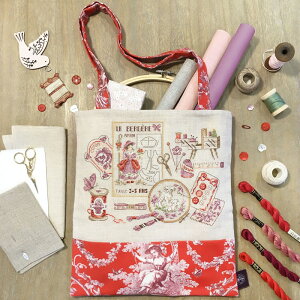 Sac à ouvrage "Toile de Jouy"(「トワル・ド・ジュイ」ワークバッグ)バッグキットVERONIQUE ENGINGER(ヴェロニク・アンジャンジェ)デザイン クロスステッチキット