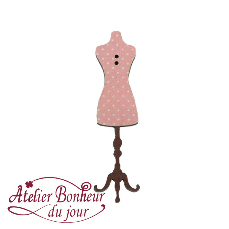 木製ボタン　トルソードット(ローズ)　6.0cm