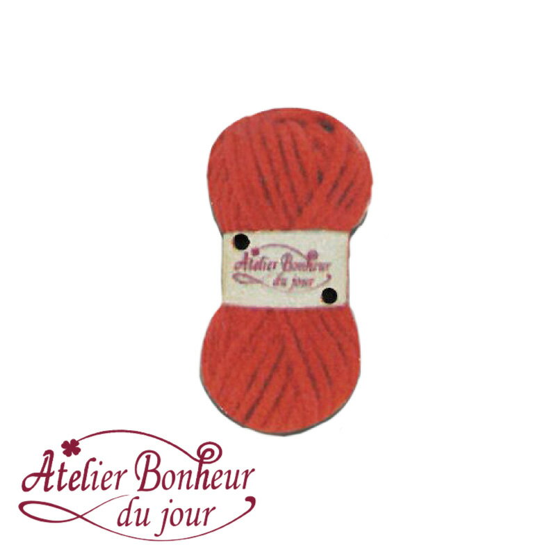 木製ボタン 毛糸(ルージュ) 2.5cm