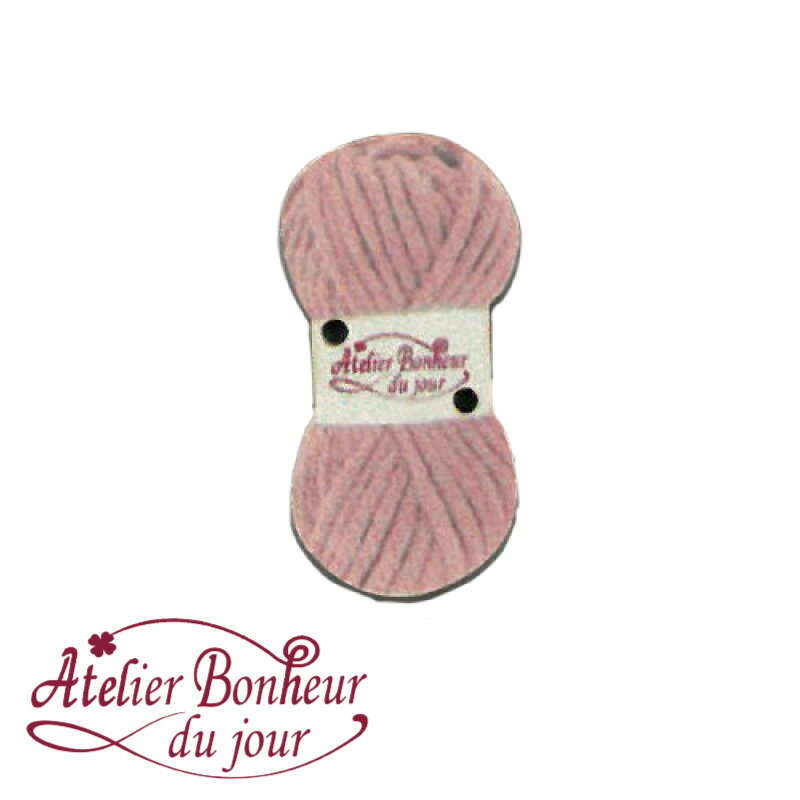 木製ボタン　毛糸(ローズ)　2.5cm