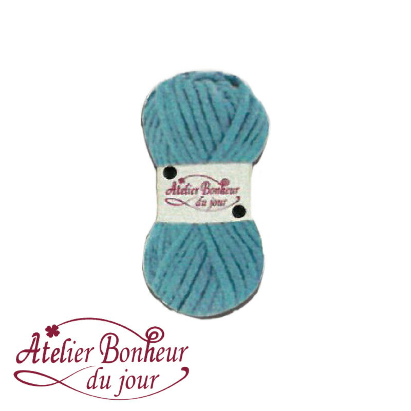 木製ボタン　毛糸(ブルー)　2.5cm