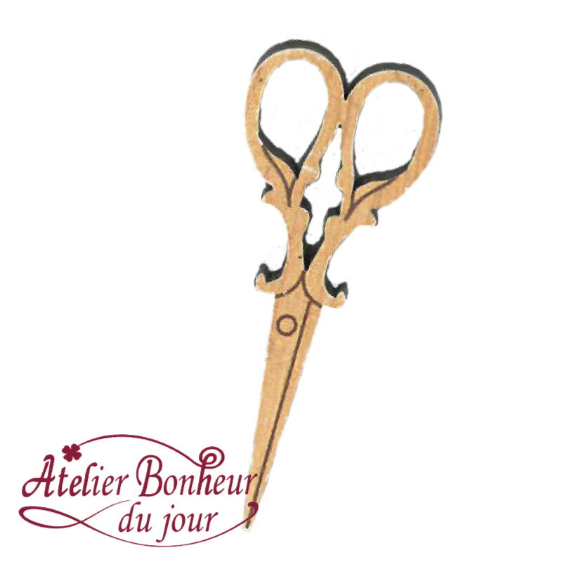 木製ボタン　ハサミ(ウッド)　4.0cm