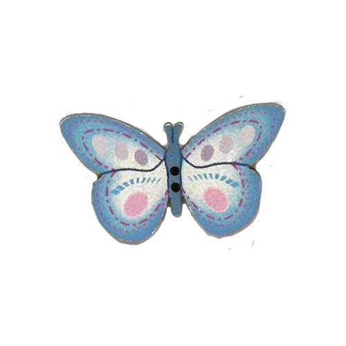 木製ボタン　蝶々 ブルー 2.8cm