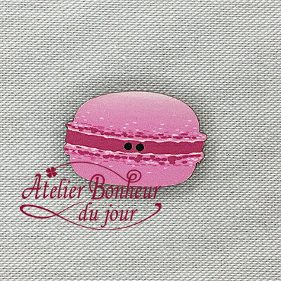 木製ボタン マカロン(ローズ) 2.0cm