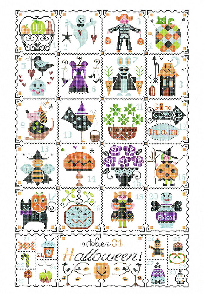 クロスステッチ図案 Shabby Halloween Calendar(ハロウィンカレンダー)