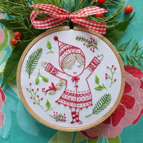 楽天ココロショップ【イスラエル製】Christmas Girl （クリスマスガール）刺繍キットフリーステッチキット