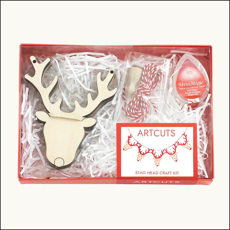 Artcuts　クラフトキット(ガーランド) STAG HEAD CRAFT KIT(トナカイ) ご自身で組み立て頂くクラフトキットです。 付属のインクパッドやボンドを使用してキットに直接塗ったり、 見本のような完成形に組み立てて頂きます。...