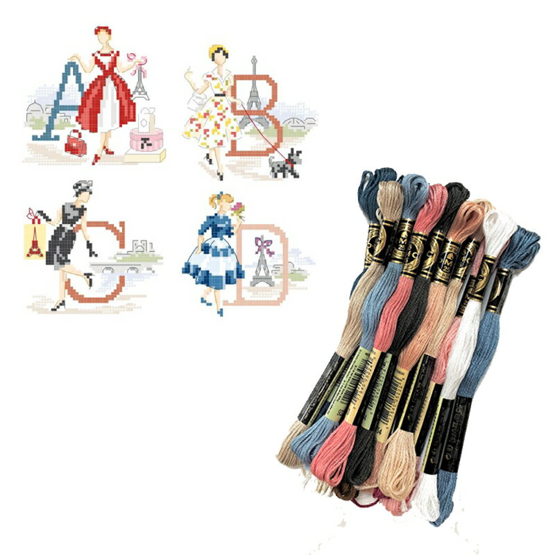 DMC刺繍糸のみ 34本入 "Le grand ABC-Les Parisiennes"(パリジェンヌ アルファベット)