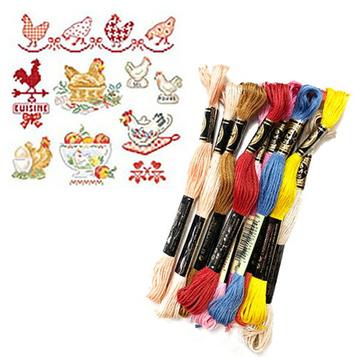 DMC刺繍糸のみ 32本入 "La grande histoire des poulettes”(ひよこの大きなストーリー 53のモチーフ)