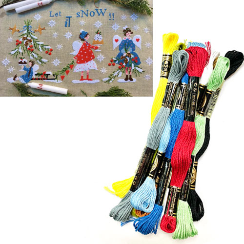 刺繍糸は、クロスステッチ図案 "let it snow!!"(さあ、雪を降らせよう!!)用の刺繍糸セットとなります セット価格は本数分のお値段です。(税抜価格×本数＋消費税) ・糸番号詳細に BlancとB5200と掲載がありますが、こちら...