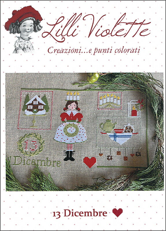 ［イタリア］Lilli Violet リリーバイオレット イタリアクロスステッチデザイナー　タニアさんが手掛ける図案 季節やイベント毎にデザインされた作品は色鮮やかで、コレクションにしたくなるものばかり♪ 図案のみなので、お好きなものに刺していただけます。ポーチやクッションまたは額装にして飾ると、一気に気分もお部屋も華やかになります 13 Dicembre　ディセンバー　図案のみ サイズ：185x113ポイント 言語：英語・イタリア語(日本語の説明書は入っておりません) 刺繍糸は こちらからお買い求め頂けます ※ご注意 ・著作権について ご注意 : この図案を無断でコピー、スキャン、完成製品、記事、イラスト等をインターネットに掲載することを禁止します。 ・ご返品について お客様都合でのご返品は商品に図面が入っている特性上、開封された商品の返品はお断りしております。 ・直輸入の為パッケージ等に多少傷がある場合がございますので、予めご了承下さいませ。こちらのブランドの商品は、著作権がある為、転売やコピー、完成品の販売は禁止です