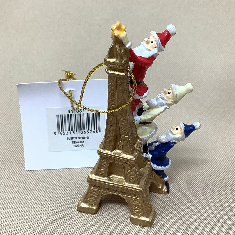 【enesco】クリスマスオーナメント　サンタクロースとエッフェル塔