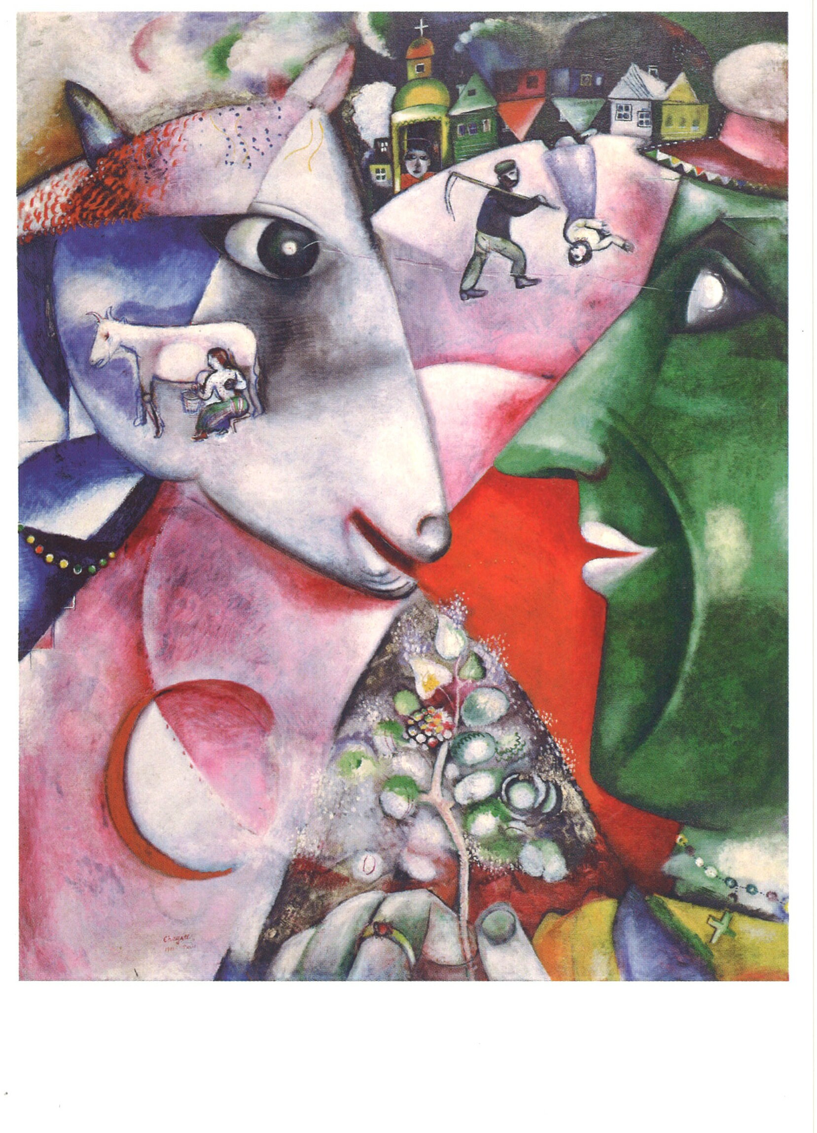 【輸入ポストカード】マルク シャガールMarc Chagall『私と村』