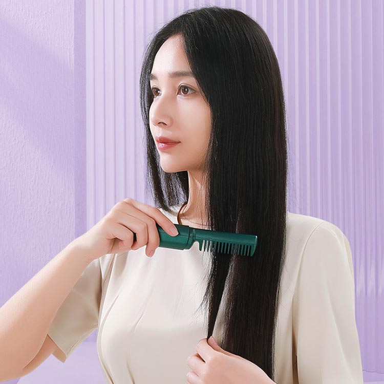 コードレス ヘアブラシアイロン ミニ USB充電式 ブラシ型 ヘアアイロン ストレート...