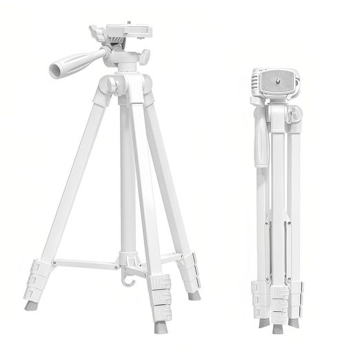 カコトパ白い軽量スマホ三脚高さ5段階伸縮42-146cm360度回転アルミ合金製コンパク...
