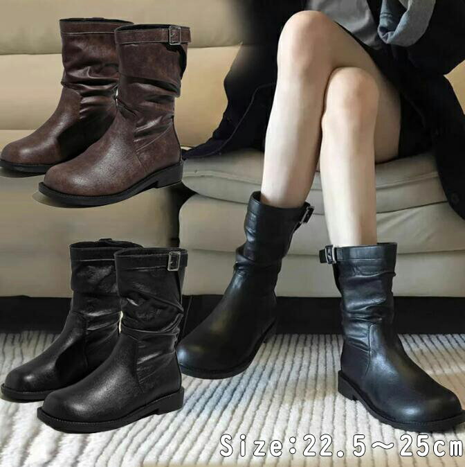 レディース ブーツ 女性 ロングブーツ 大人 靴 ローヒール 秋冬 大きいサイズあり おしゃれ 通勤 履きやすい 歩きやすい ブーツ 痛くない22.5cm 23cm 24cm 24.5cm 25cm ブラック ブラウン