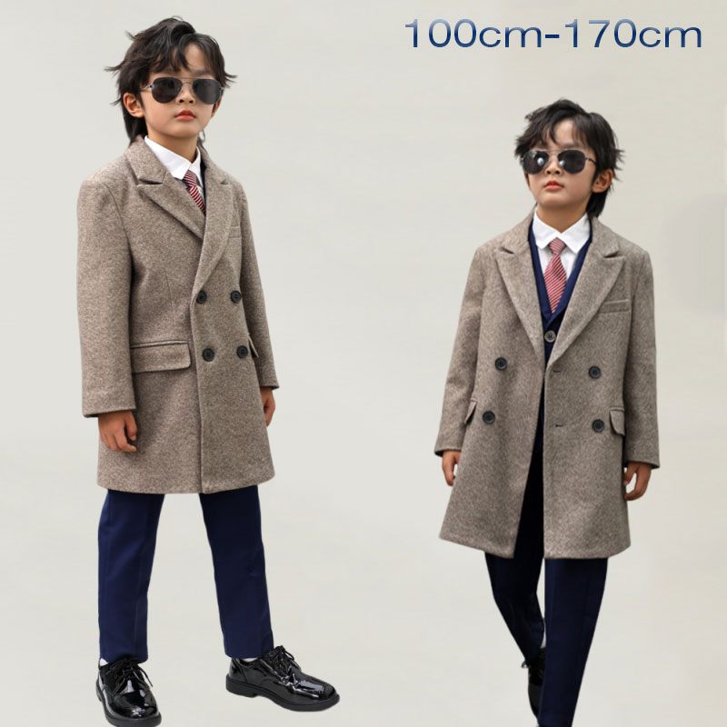 Rakuten - 男の子 秋冬 コート防寒 キッズ アウター チェスターコート 子供 ロングコート かっこいい 男子 小学校 中学校 入学式 コート 子供服 ジュニア 冬 オーバーコート 卒業式 卒ぎ業式 発表会 お受験 コート お出かけ コート 海外通販