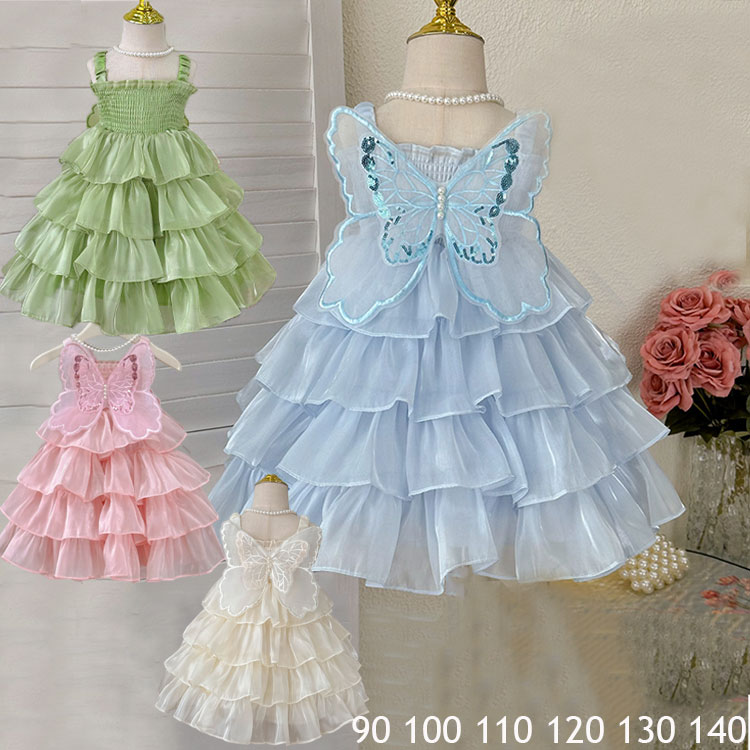 子供 チュールドレス ベビードレス ワンピース ダンス 衣装 ステージ ティアード フリル ドレス 女の子..