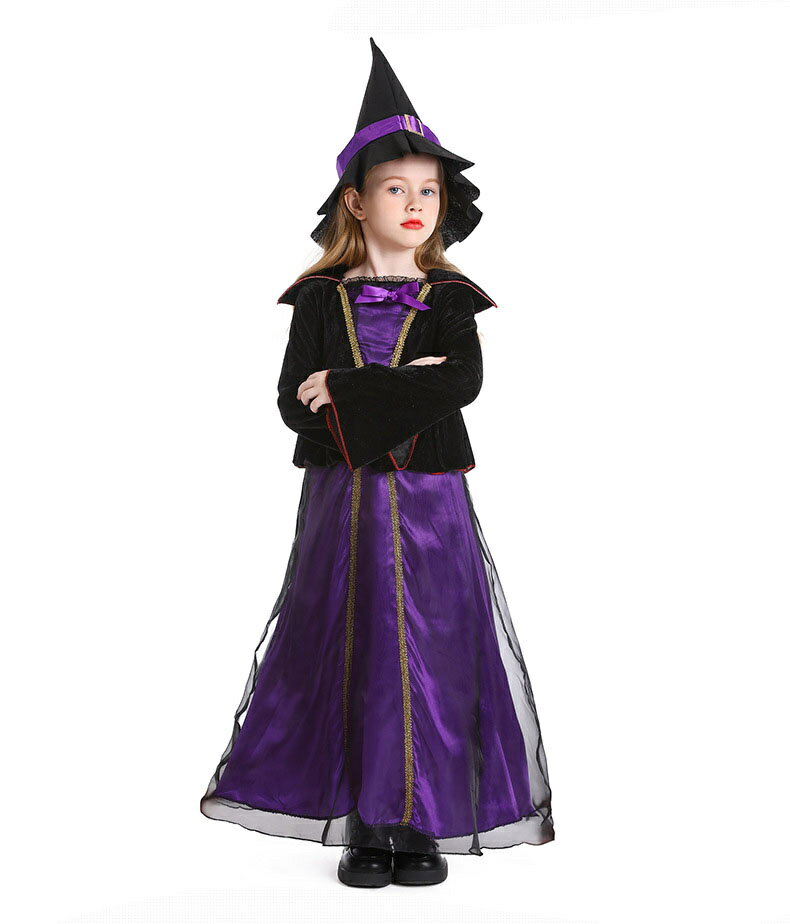 子供 ハロウィン 衣装 女の子 ハロウィーン ワンピース 魔女 子供 コスプレ 仮装 キッズ コスチューム 変装 魔法使い ワンピース 仮装 子ども ガールズ ワンピース パープル 女の子 ワンピース ハロウィーン パーティー 精霊 110cm 120cm 130cm 140cm 150cm 海外通販