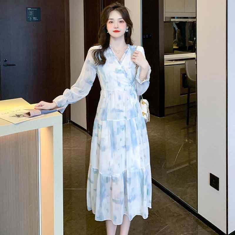 乐天商城 - ワンピース レディース 森ガール フレンチ 花柄 ロング 細見え かわいい 軽やか 春夏 カジュアル フェミニン トップス ドレス 日常使い