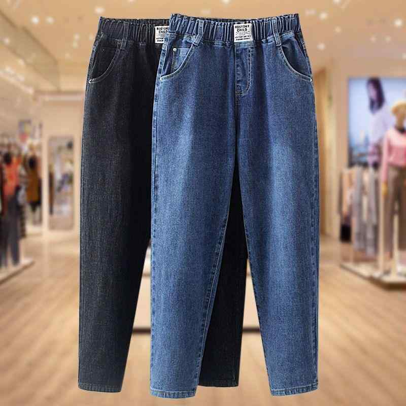 Rakuten - レディース デニムパンツ ハーレム スタイル 高腰 伸縮性 ルーズフィット 大きめサイズ 中高年 女性向け カジュアル 普段使い 快適 デニム生地 春秋
