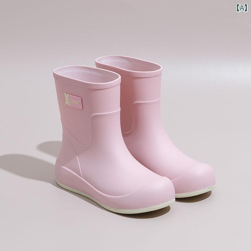 レディース 防水 雨靴 かわいい アウトドア 防滑 ショートブーツ 雪地対応 ゴム素材 秋冬 外出用 足守り 機能性 軽量 - 2