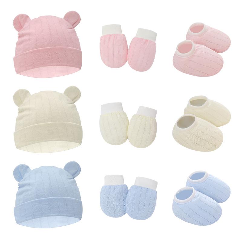 ベビー 帽子 手袋 靴 セット 春夏 薄手 新生児用 柔らかい 綿素材 かわいい 室内外 普段使い