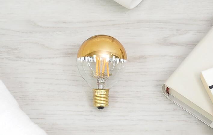 Rakuten - デザインLED電球 「Siphon」サイフォン ボール50 ゴールドミラー LDF92D 口金E17 調光可能 調光器対応 真鍮ソケット ガラスグローブ タングステンフィラメントの白熱電球そっくりに再現 小さいLED電球 　小さいソケット　口金E17タイプの電球です